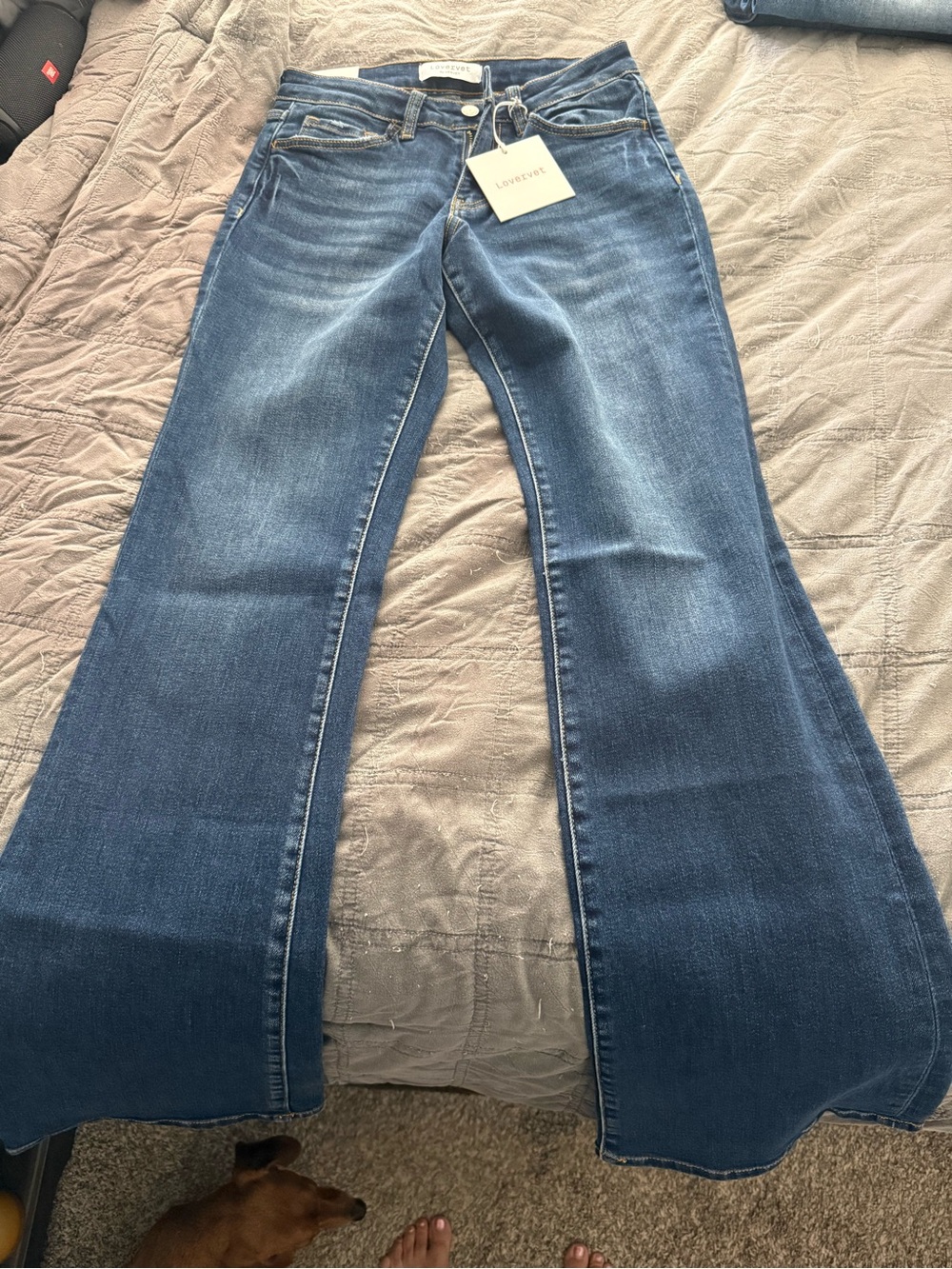 LoveShackFancy Women's Dark Blue Flare Jeans